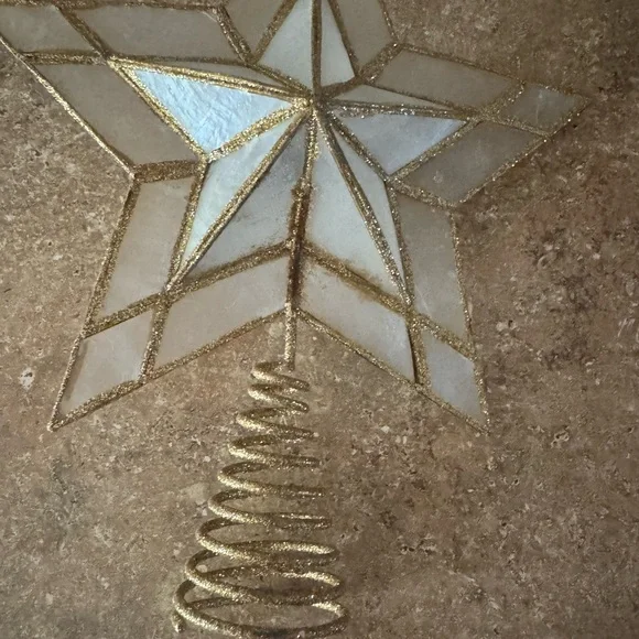 Star Christmas Tree Topper Gold And White 12” - Picture 3 of 4